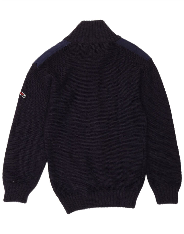 Maglione cardigan da uomo VINTAGE grande lana vergine blu navy