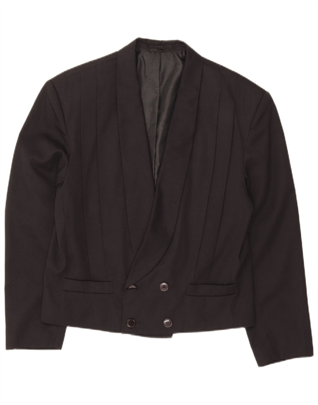 C&A Womens Double Breasted Blazer Jacket UK 14 Medium Black Polyester