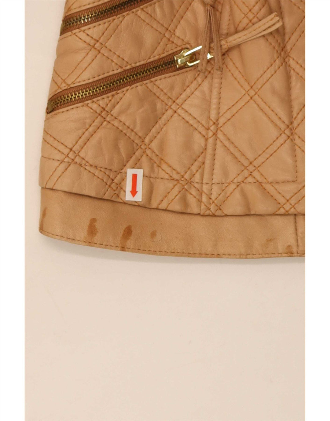 Giacca trapuntata corta in ecopelle da donna Zara UK 8 piccola poliestere beige