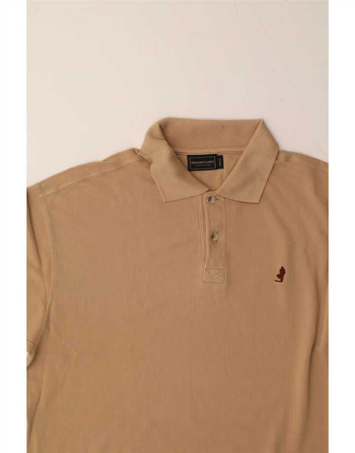 MARLBORO CLASSICS Mens Polo Shirt XL Beige Cotton Vintage Marlboro Classics and Second-Hand Marlboro Classics from Messina Hembry 