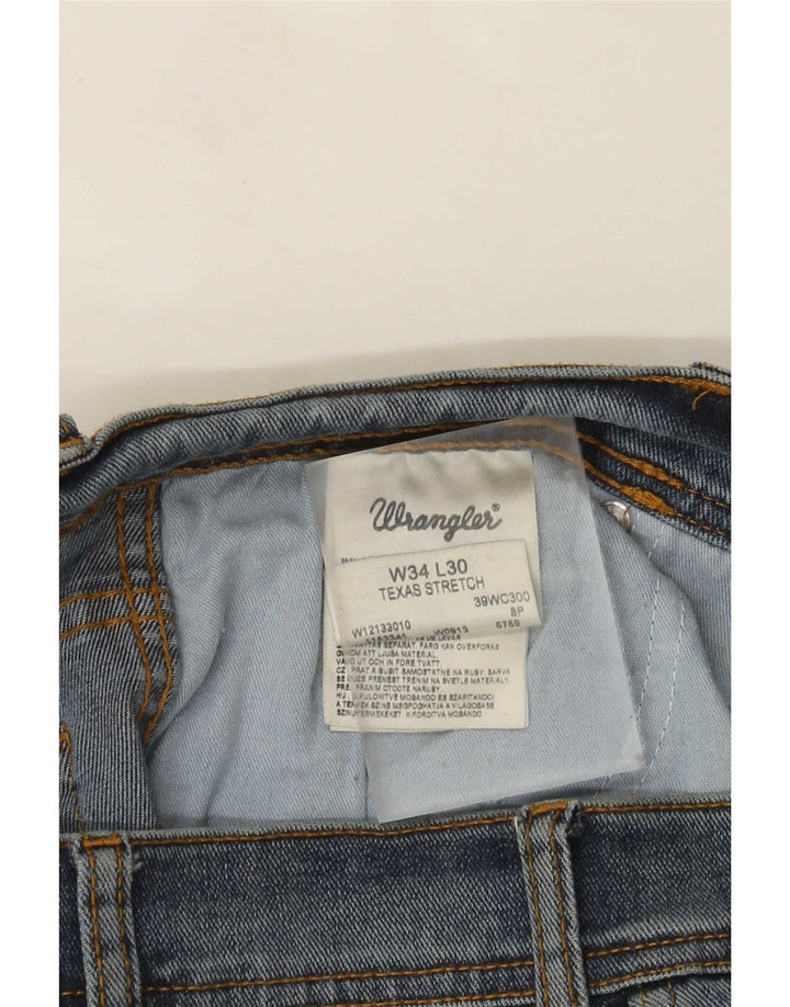 Jeans dritti elasticizzati Texas Wrangler da uomo W34 L30 cotone blu