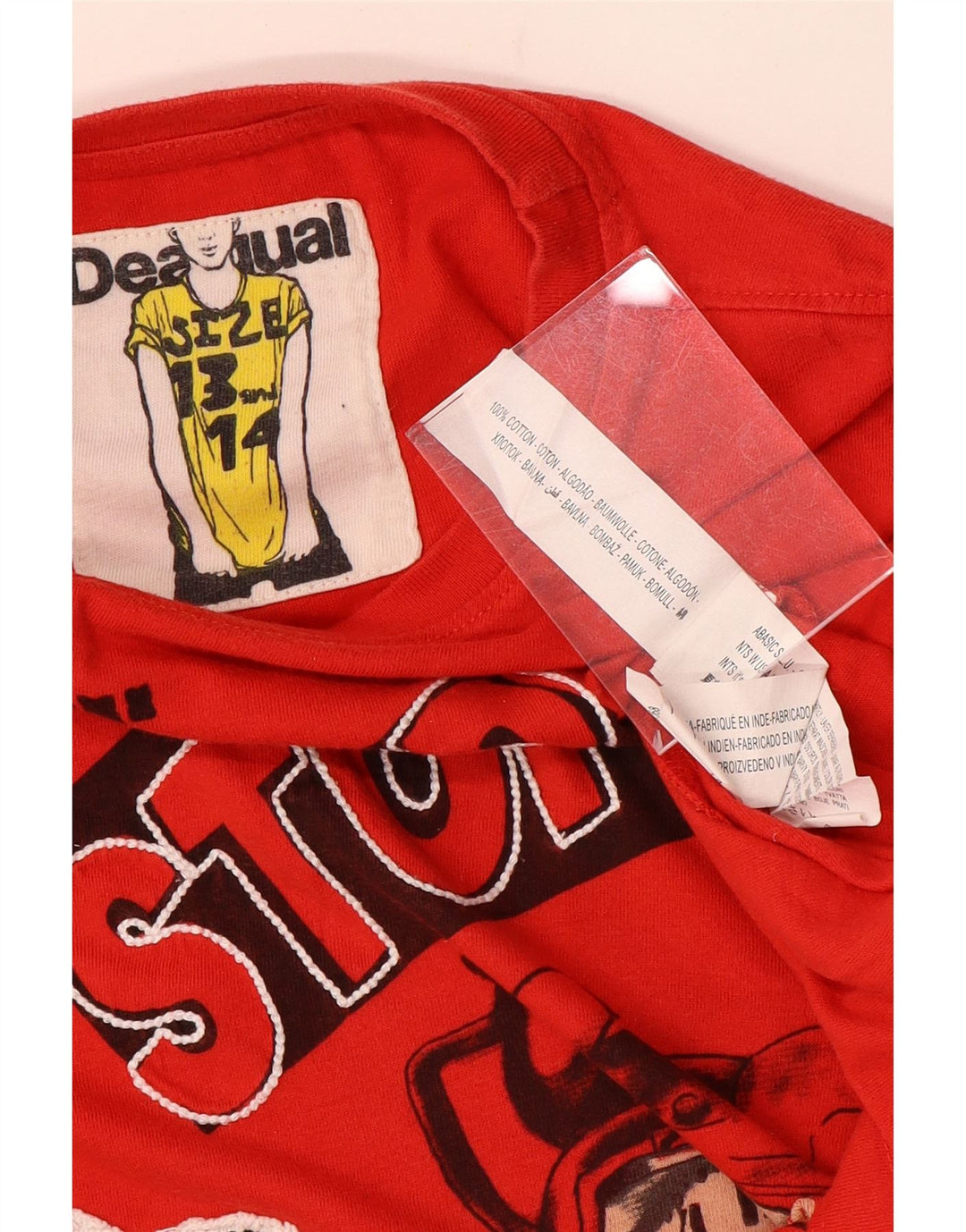 Desigual Maglietta grafica da bambino a maniche lunghe 13-14 anni in cotone rosso