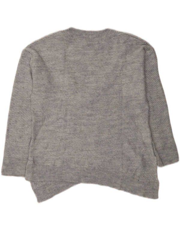 Maglione Zara da donna asimmetrico oversize con scollo a V UK 10 piccolo grigio