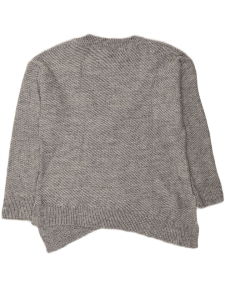 Maglione Zara da donna asimmetrico oversize con scollo a V UK 10 piccolo grigio