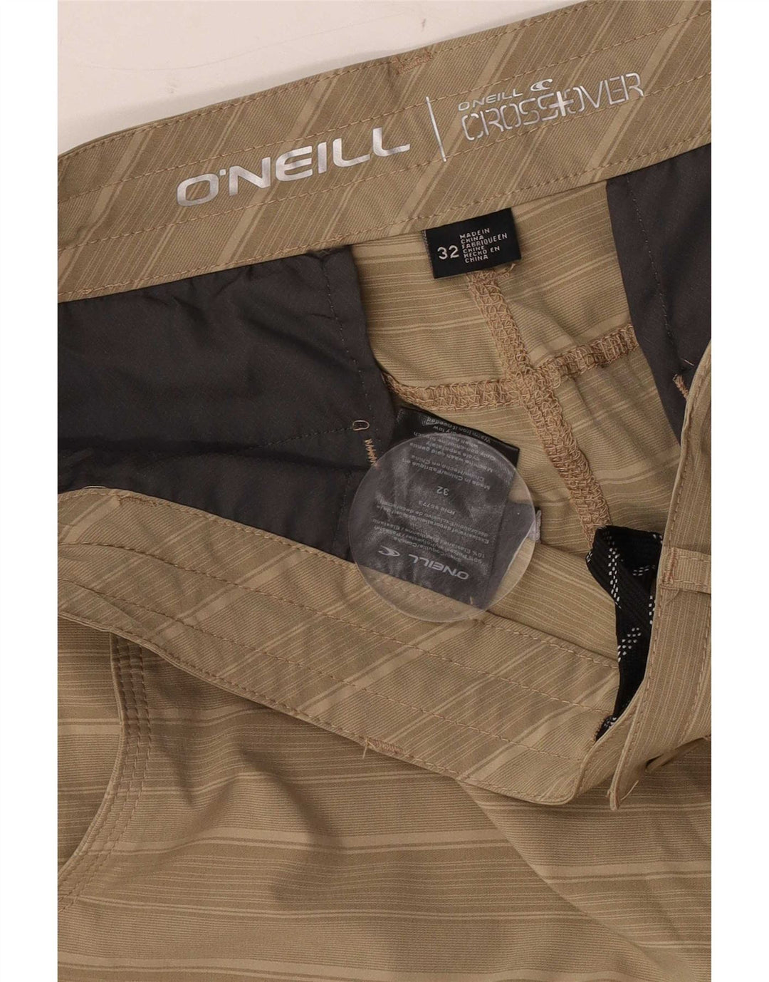 Pantaloncini chino da uomo O'Neill W32 Poliestere a righe beige medio