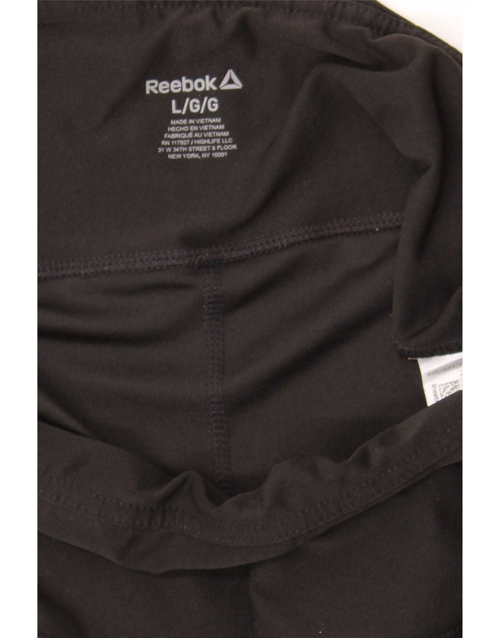 Leggings Capri grafici Reebok da donna UK 14 grandi neri