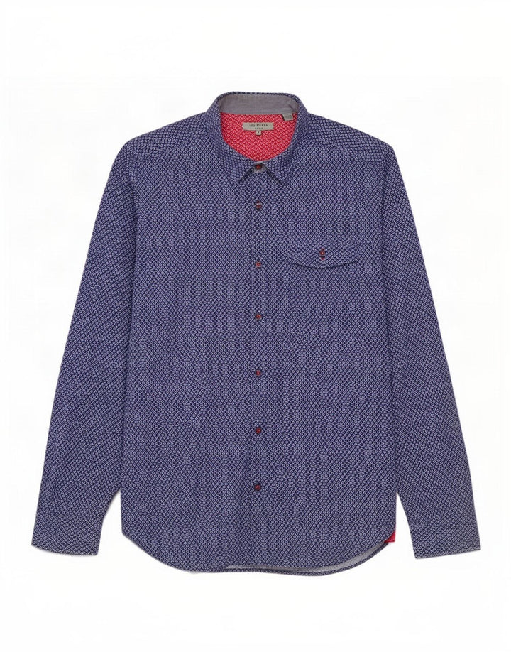 Camicia da uomo Ted Baker taglia 4 grande cotone floreale blu