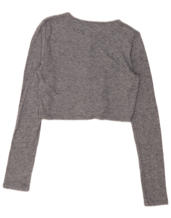Maglione cardigan corto da donna Zara UK 10 piccolo in viscosa grigia