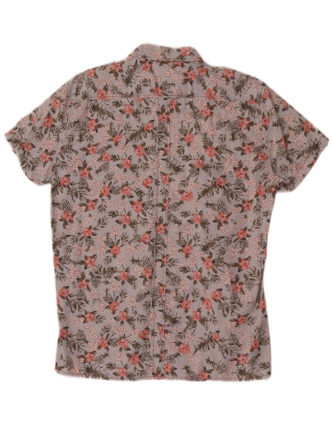 Camicia a maniche corte da uomo Hugo Boss in cotone floreale blu medio