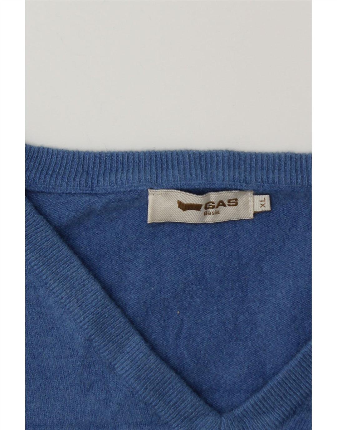 GAS Maglione da uomo con scollo a V XL in lana blu