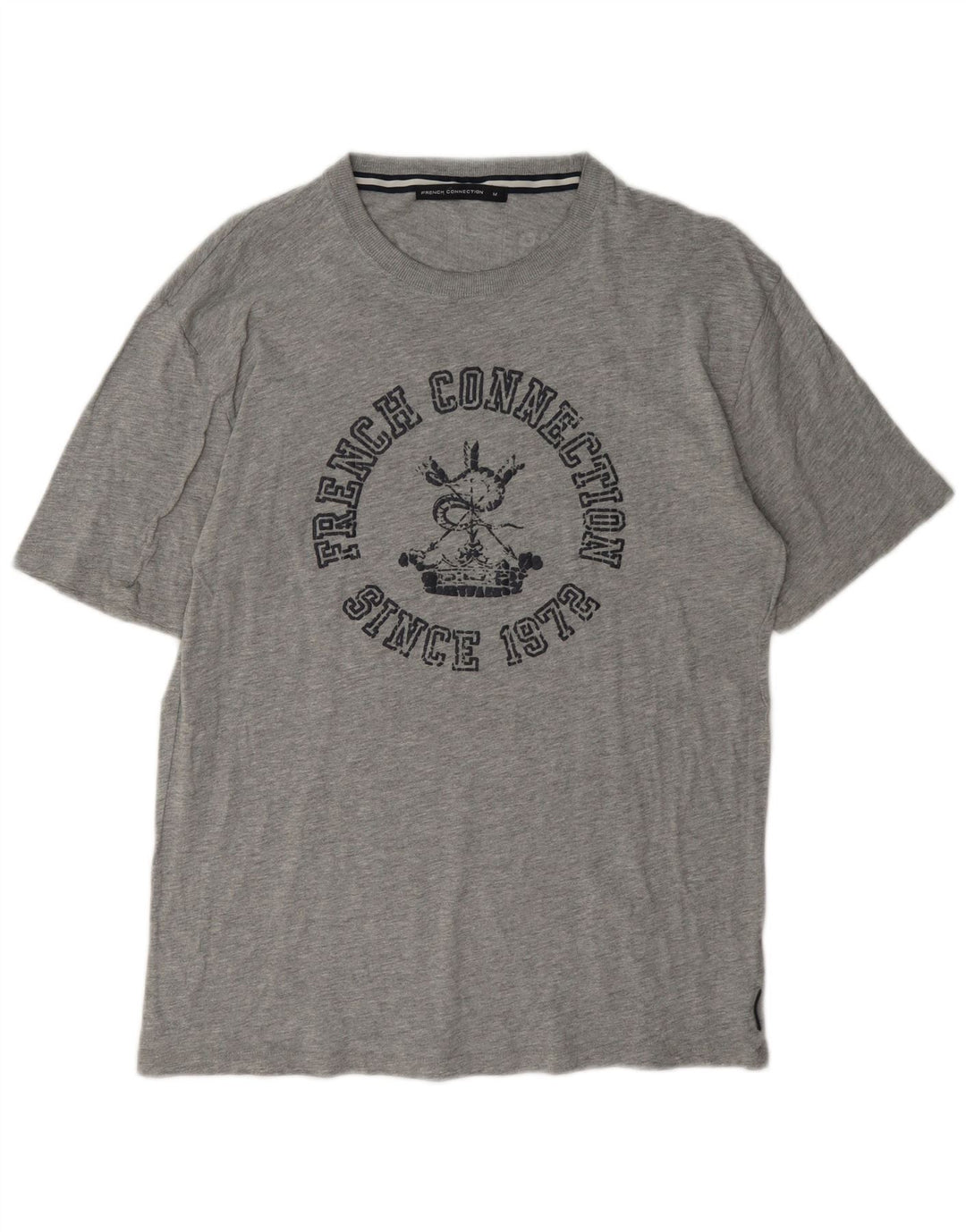 T-shirt grafica da uomo French Connection Top in cotone chiazzato grigio medio