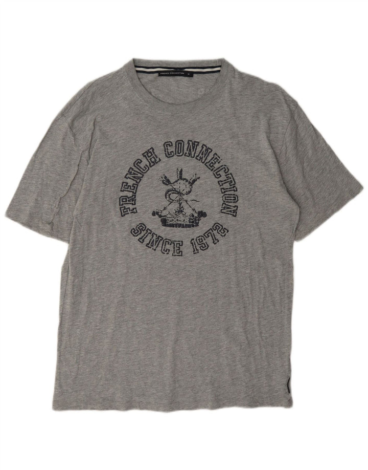 T-shirt grafica da uomo French Connection Top in cotone chiazzato grigio medio