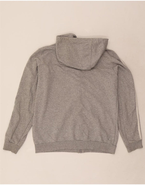 Adidas Womens Zip Hoodie Sweater UK 12/14 Medium Grey Flecked Cotton