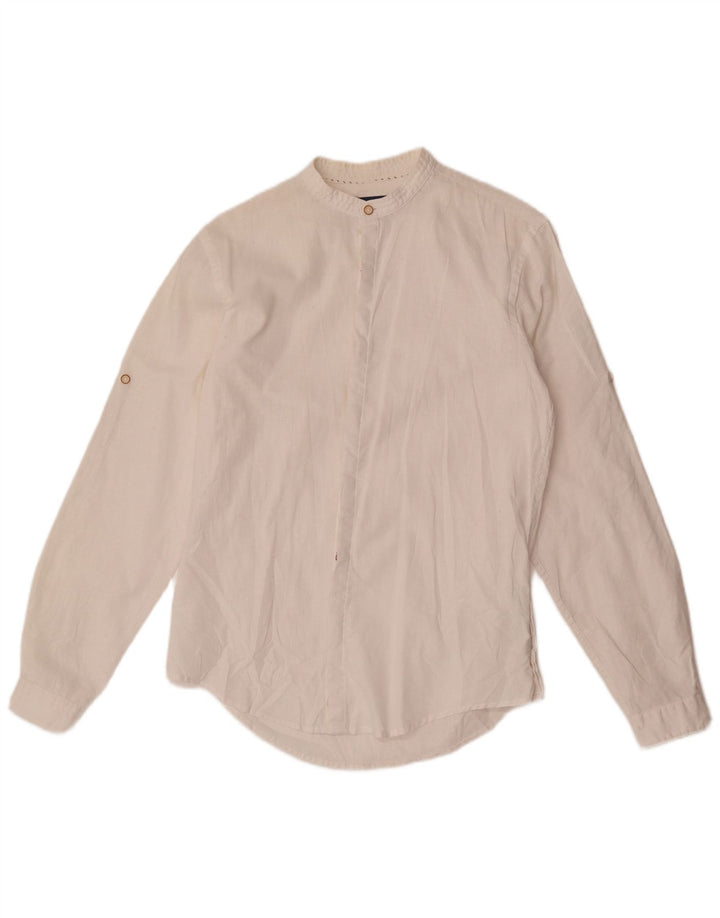 Camicia Zara da uomo slim fit piccola in lino bianco