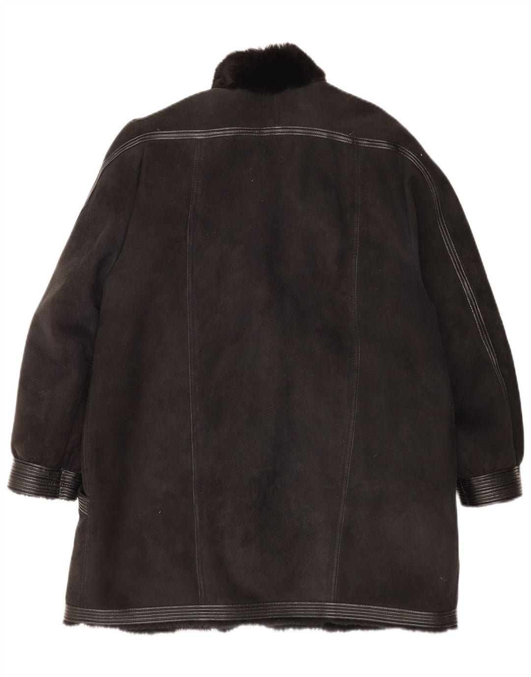Cappotto in shearling vintage da donna UK 16 grande nero