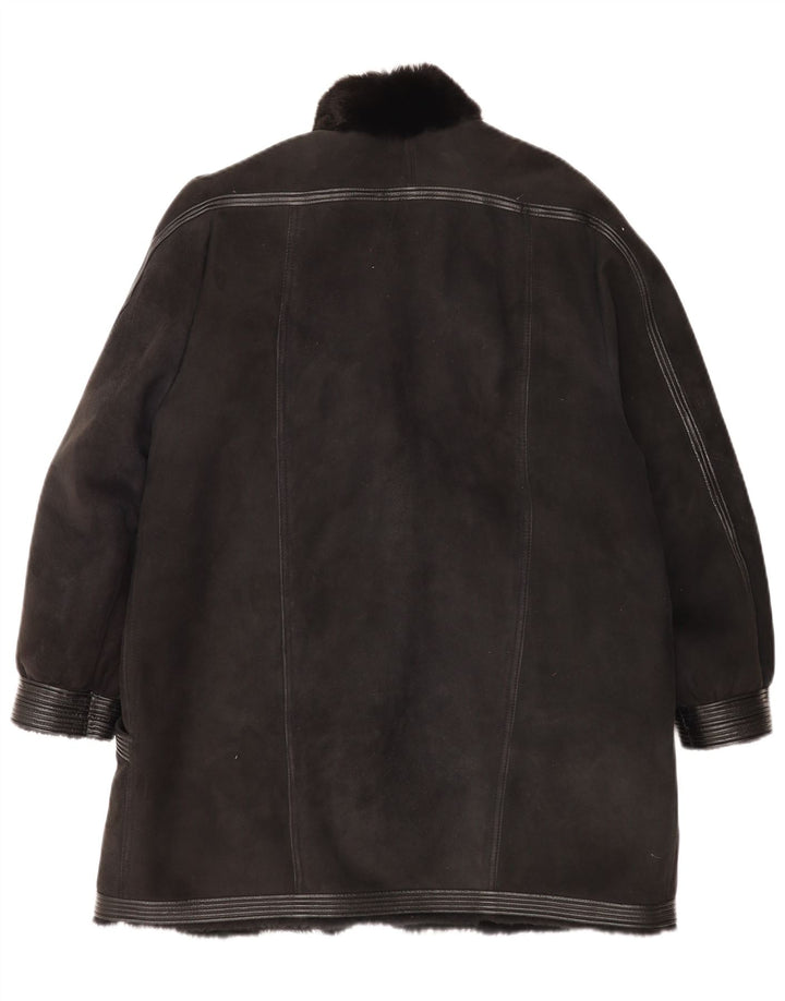Cappotto in shearling vintage da donna UK 16 grande nero