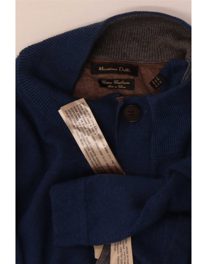 Maglione cardigan da uomo Massimo Dutti XL in cotone blu navy