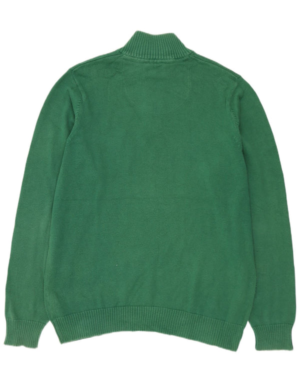 MARKS & SPENCER Maglione da uomo con zip e collo in cotone verde medio