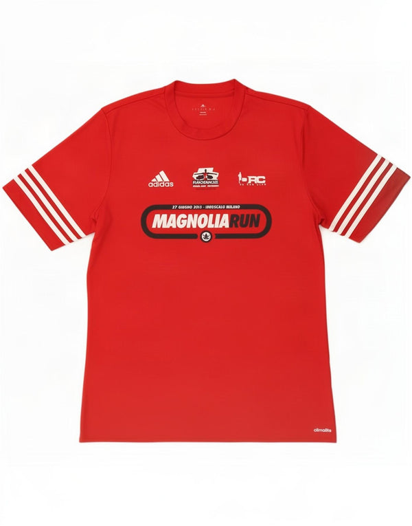 Adidas T-shirt grafica da uomo Climalite Top grande rosso poliestere