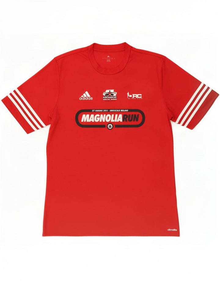 Adidas T-shirt grafica da uomo Climalite Top grande rosso poliestere