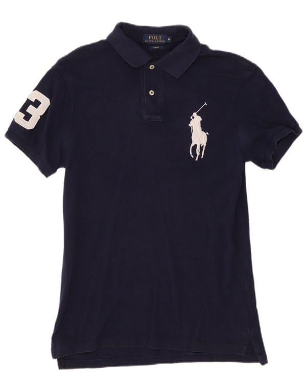 Polo Ralph Lauren da uomo grafica slim fit polo in cotone blu navy medio