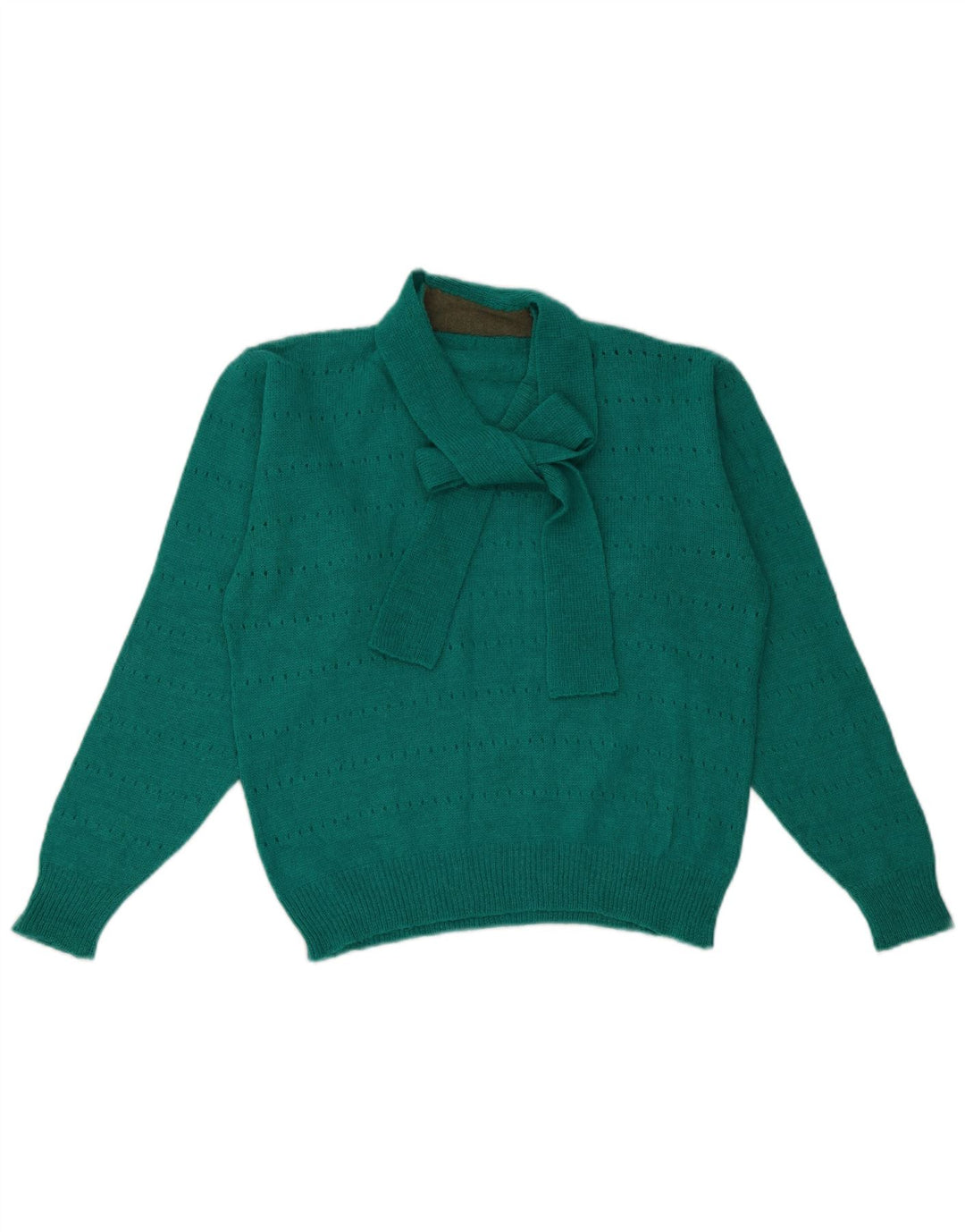 Maglione maglione vintage da donna con scollo a V UK 14 verde medio