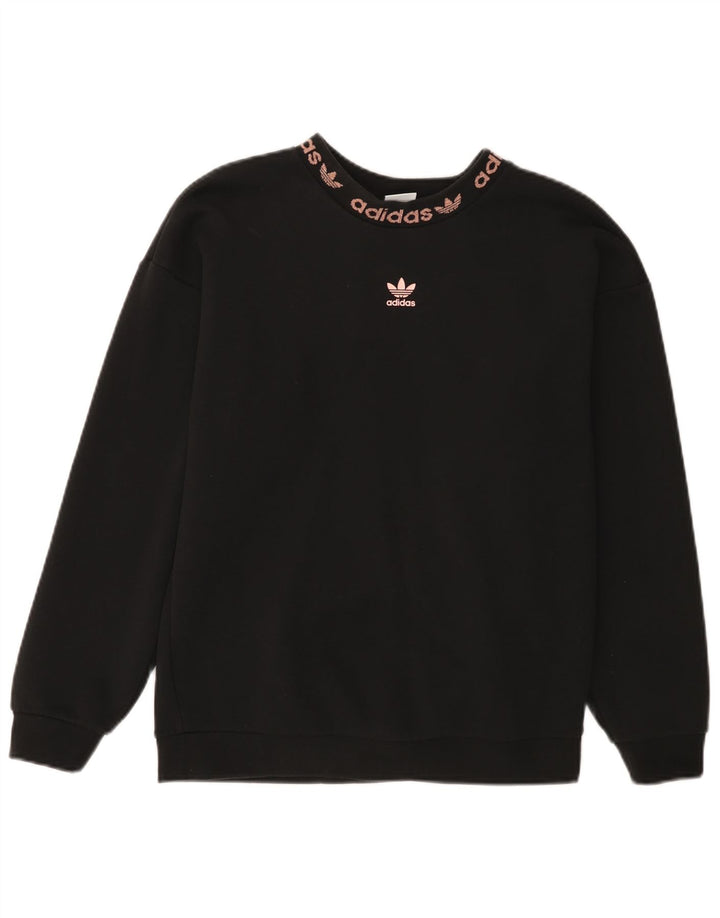 Felpa oversize con grafica da donna Adidas UK 4 piccola in cotone nero