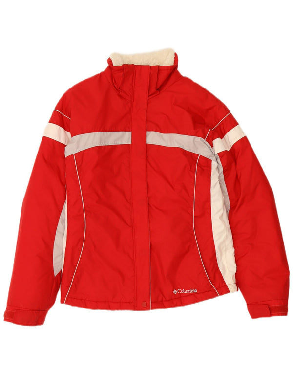 Giacca a vento Columbia per ragazze 14-15 anni in nylon color block rosso