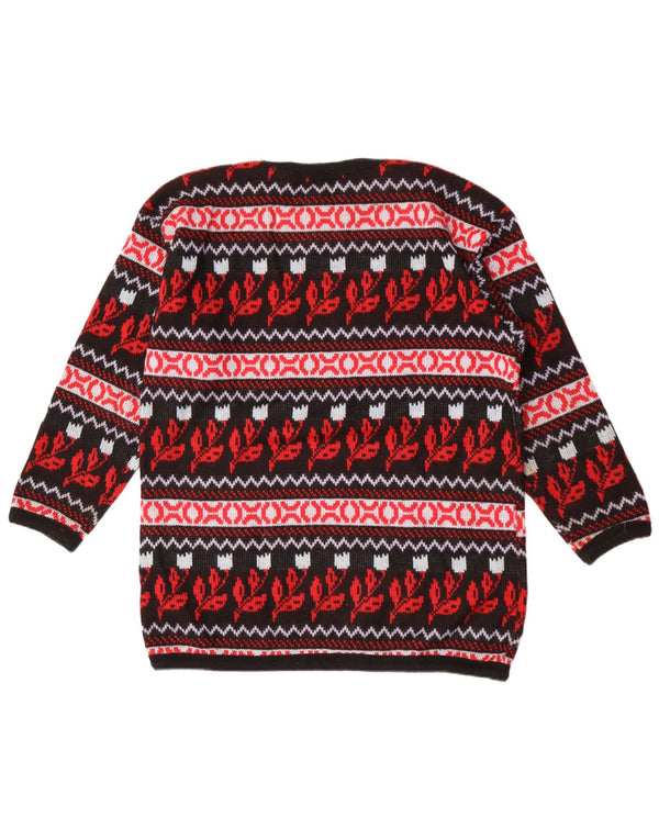 Maglione girocollo da uomo vintage in acrilico floreale medio multicolore