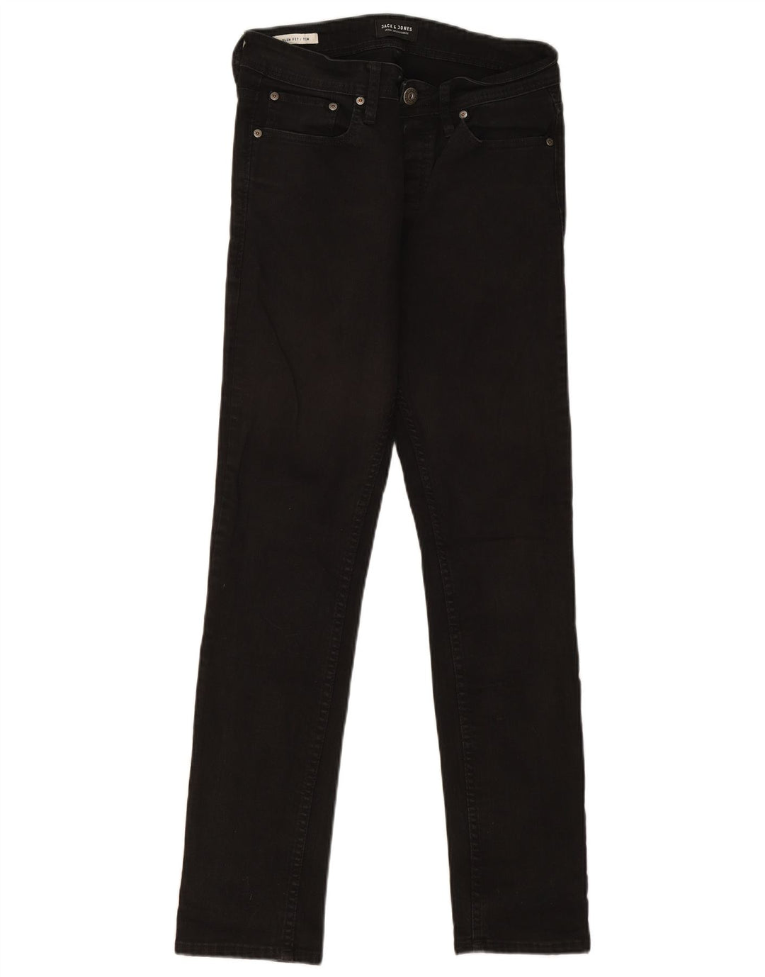 Jack & Jones Uomo Tim Slim Jeans W29 L30 Cotone Nero
