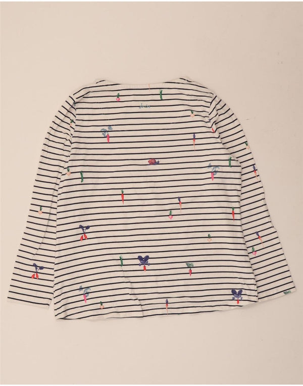 Joules Top da donna a maniche lunghe UK 16 Large White Striped Cotton