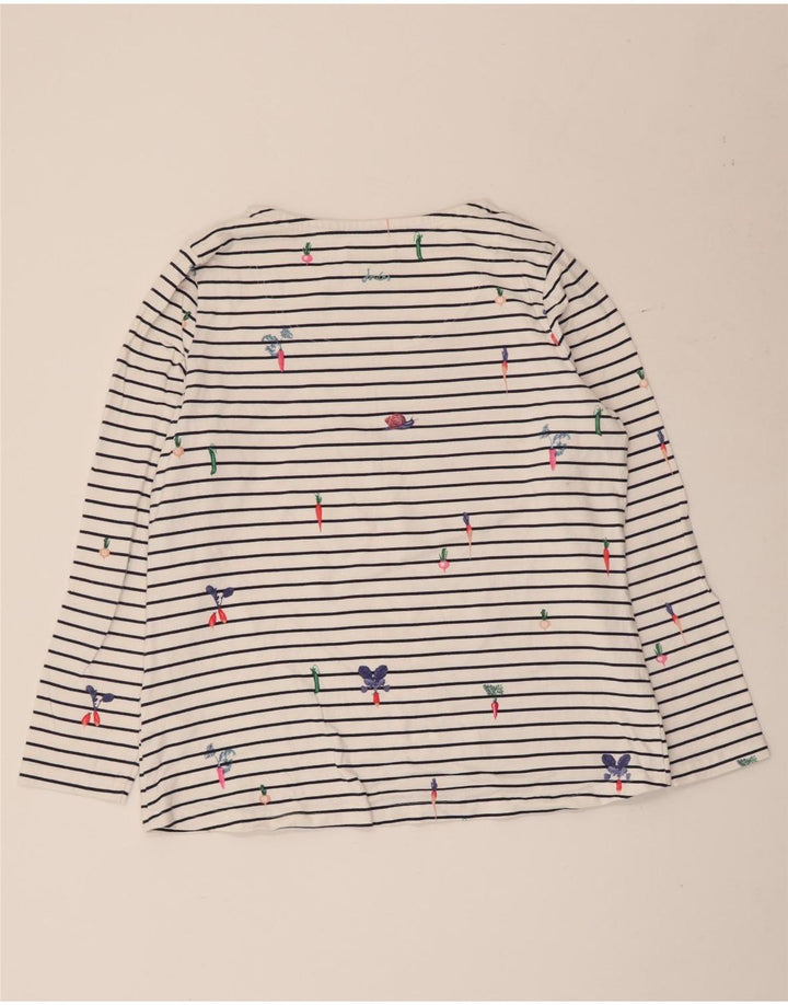 Joules Top da donna a maniche lunghe UK 16 Large White Striped Cotton