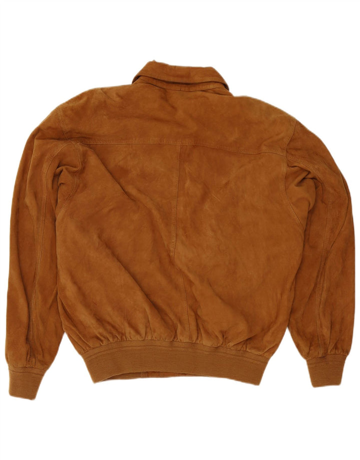 Giubbotto bomber in pelle scamosciata vintage da uomo UK 38 in pelle marrone medio