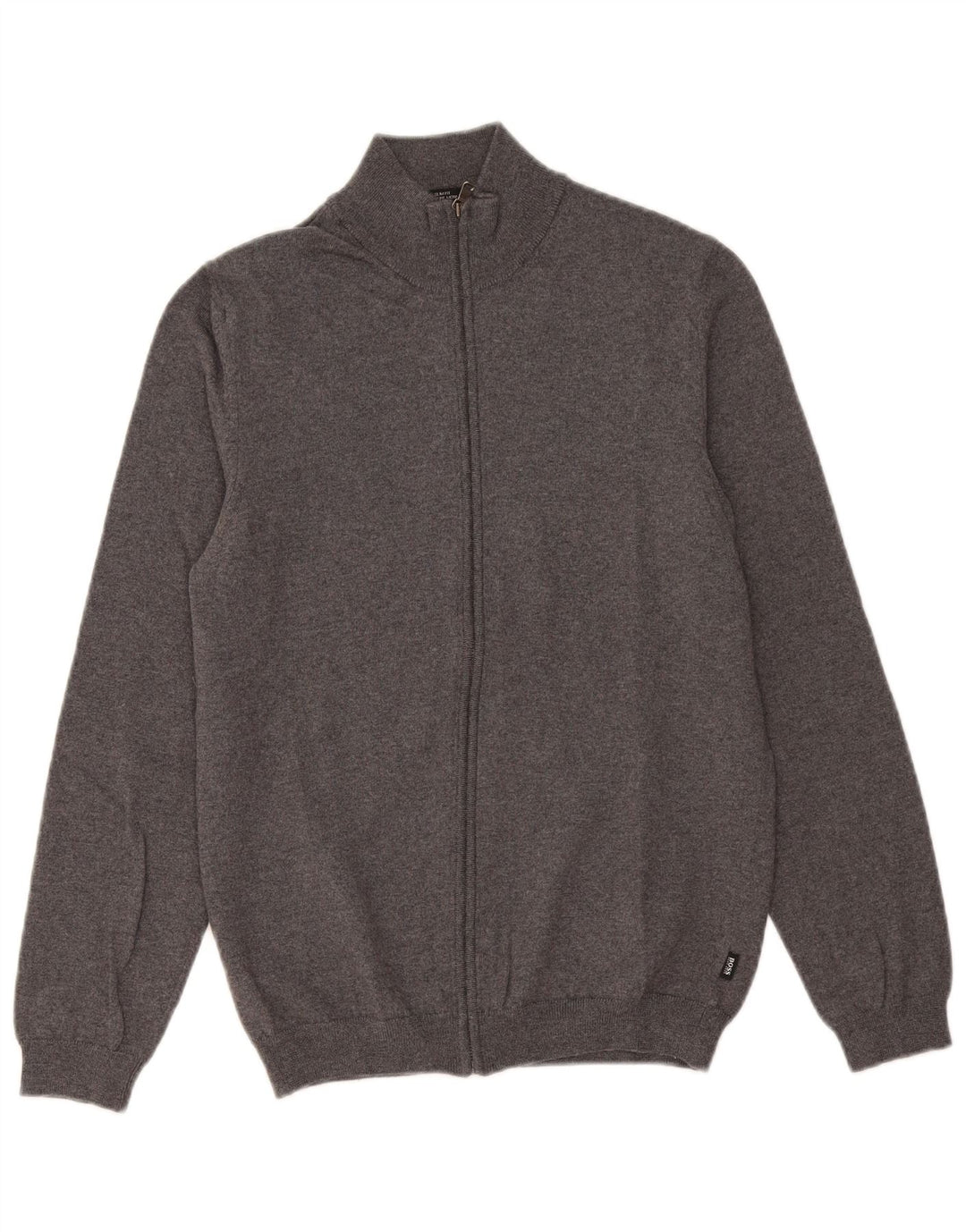 Maglione cardigan slim fit da uomo Hugo Boss in lana merino grigio medio