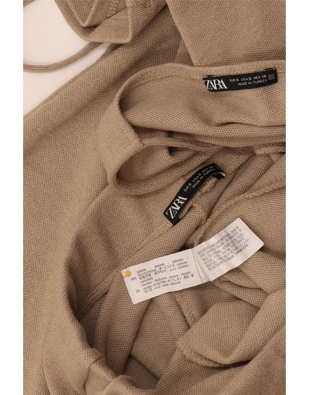 Set 2 pezzi Zara da donna UK 8 piccolo W28 L28 Poliestere beige
