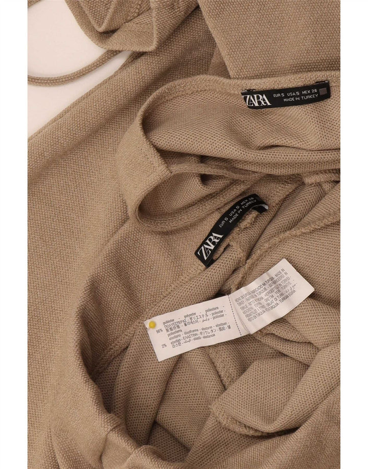Set 2 pezzi Zara da donna UK 8 piccolo W28 L28 Poliestere beige
