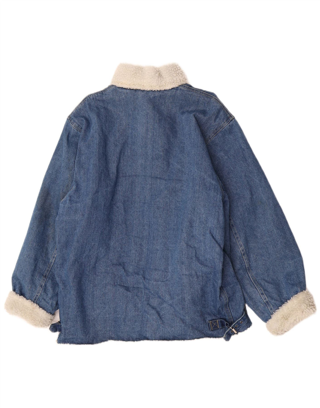 Giacca vintage in denim Sherpa da uomo UK 38 cotone blu medio