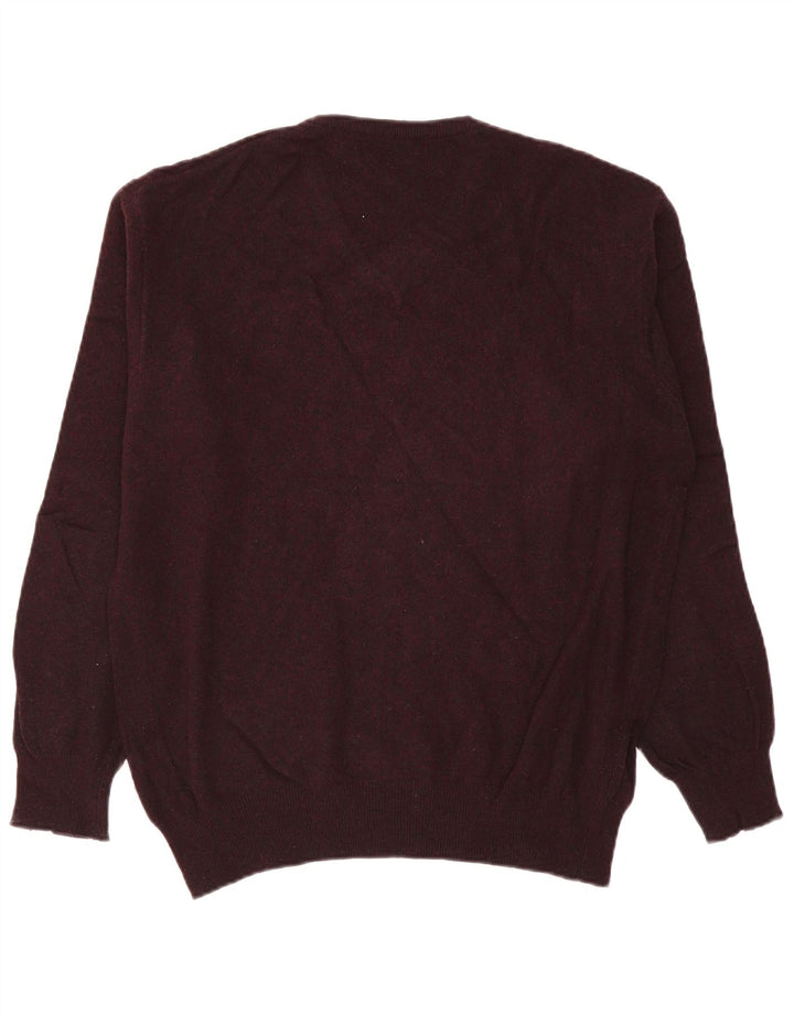 Maglione Kappa da uomo con scollo a V, grande, in lana d'agnello bordeaux