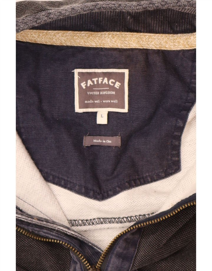 Felpa da uomo con collo con zip Fat Face, maglione grande, cotone grigio