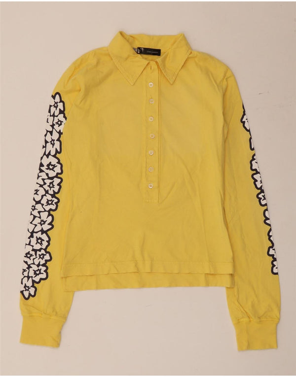 Polo da donna a maniche lunghe con grafica Dsquared2 UK 10 Small Yellow Floral