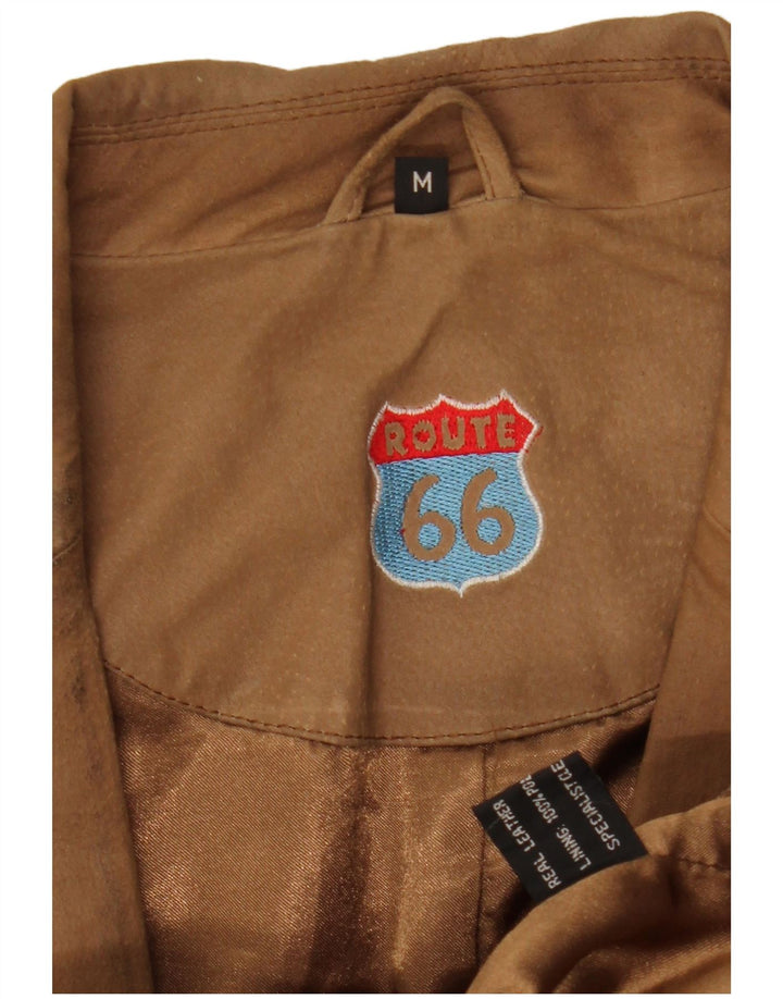 Giacca blazer in pelle da uomo a 2 bottoni Route 66 UK 38 Marrone medio