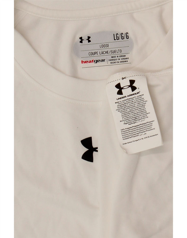 UNDER ARMOUR T-shirt Heat Gear da uomo, grande, in poliestere bianco