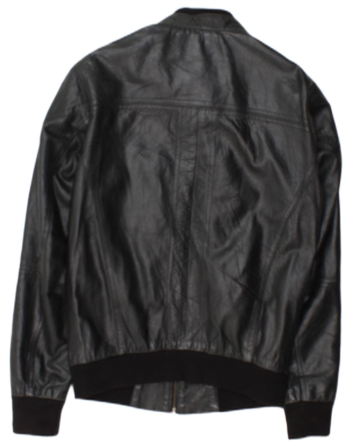 Giacca in pelle vintage da uomo UK 36 piccola in pelle nera