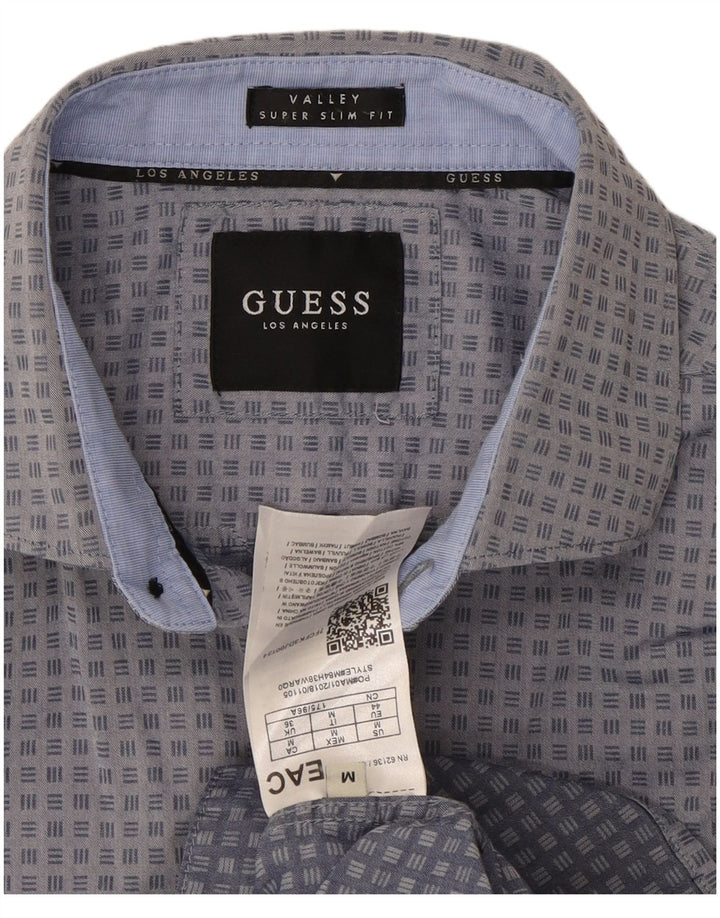 Camicia Guess Valley da uomo super slim fit in cotone geometrico grigio medio