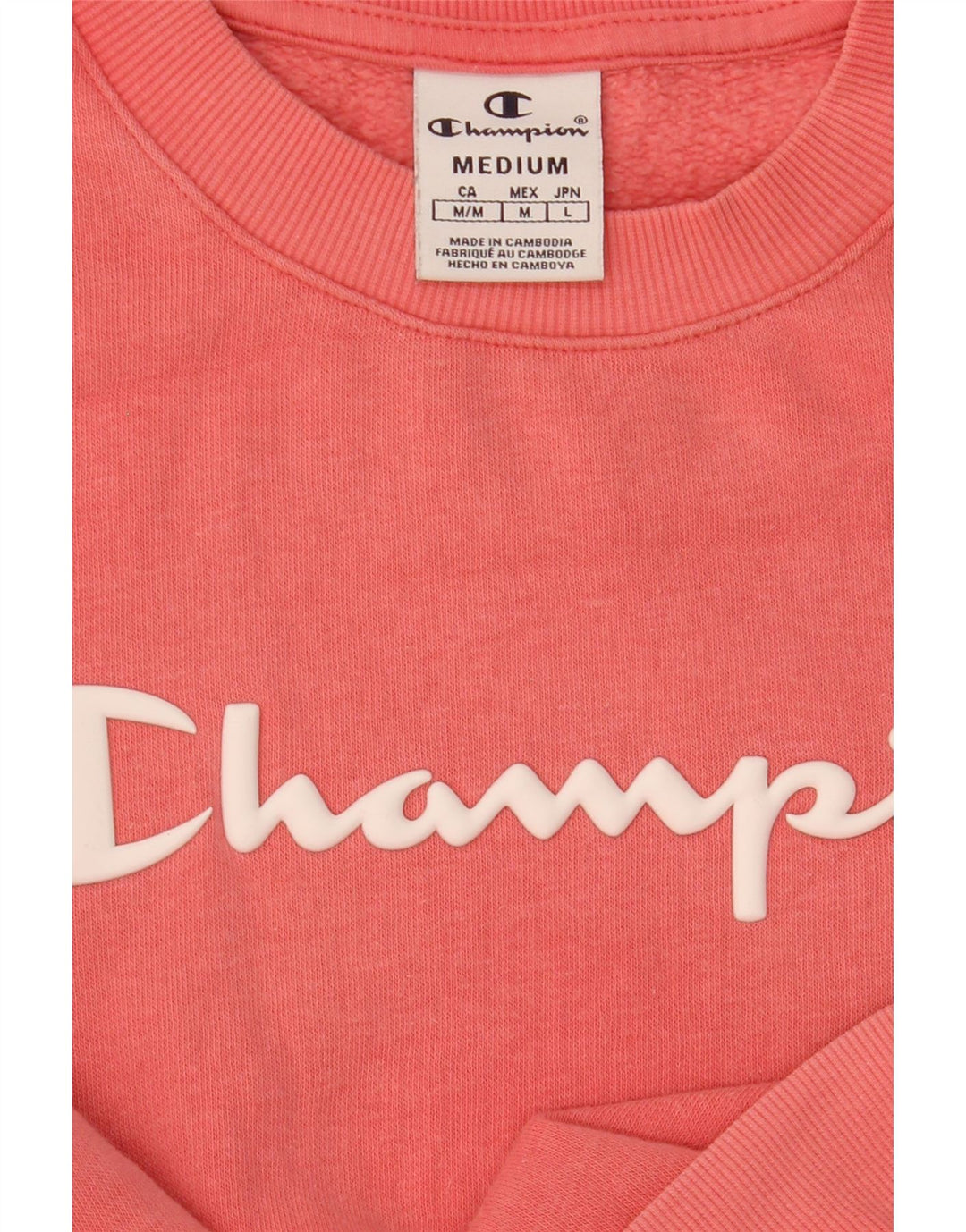 Felpa con grafica Champion da donna, maglione UK 14, colore rosa medio