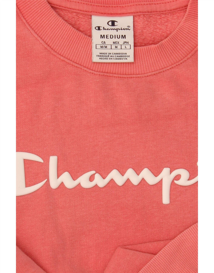 Felpa con grafica Champion da donna, maglione UK 14, colore rosa medio