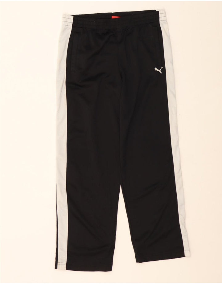 PUMA Boys Tracksuit Trousers 13-14 Years Large Black Colourblock Polyester Vintage Puma and Second-Hand Puma from Messina Hembry 