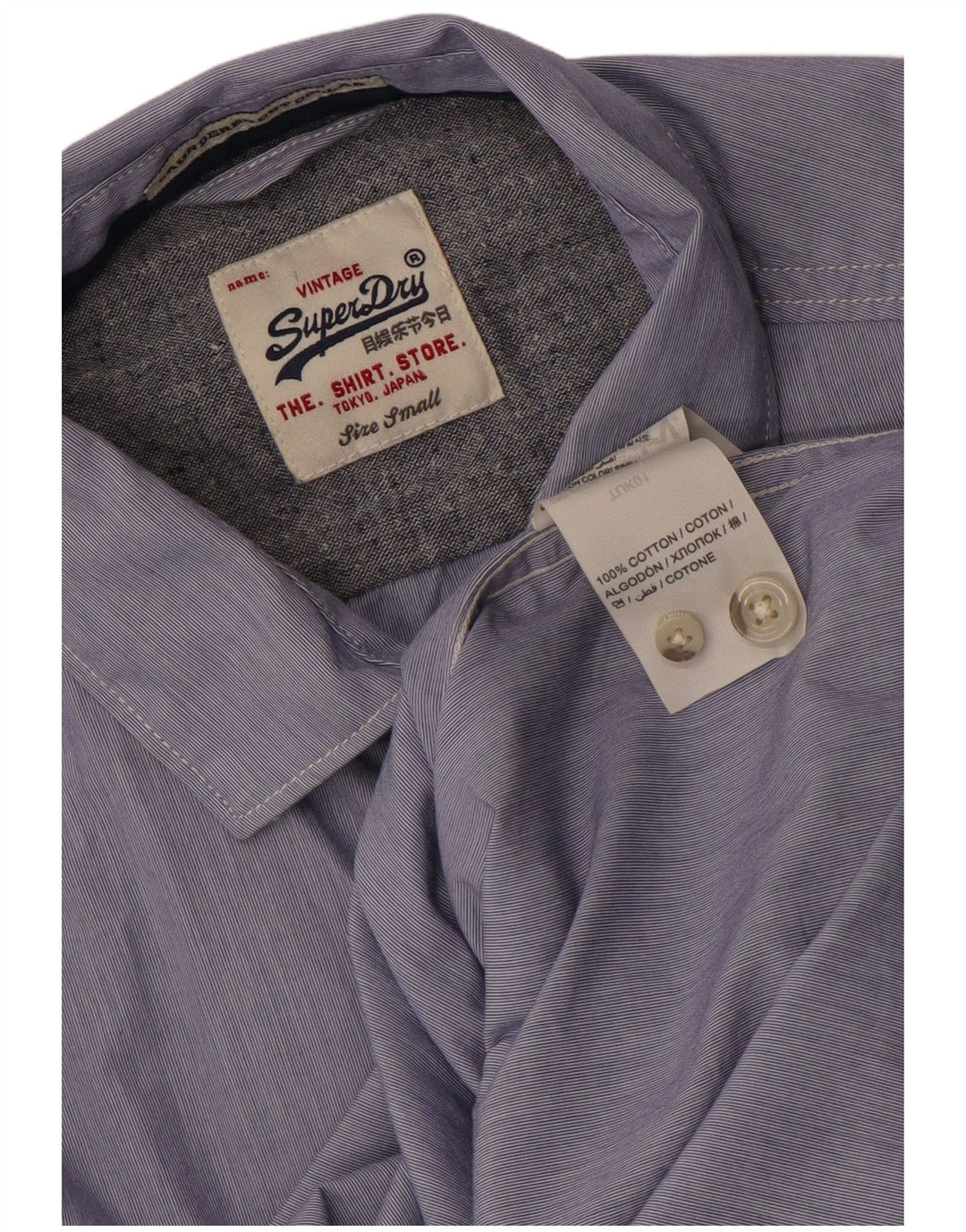 Camicia da uomo SUPERDRY piccola in cotone gessato blu