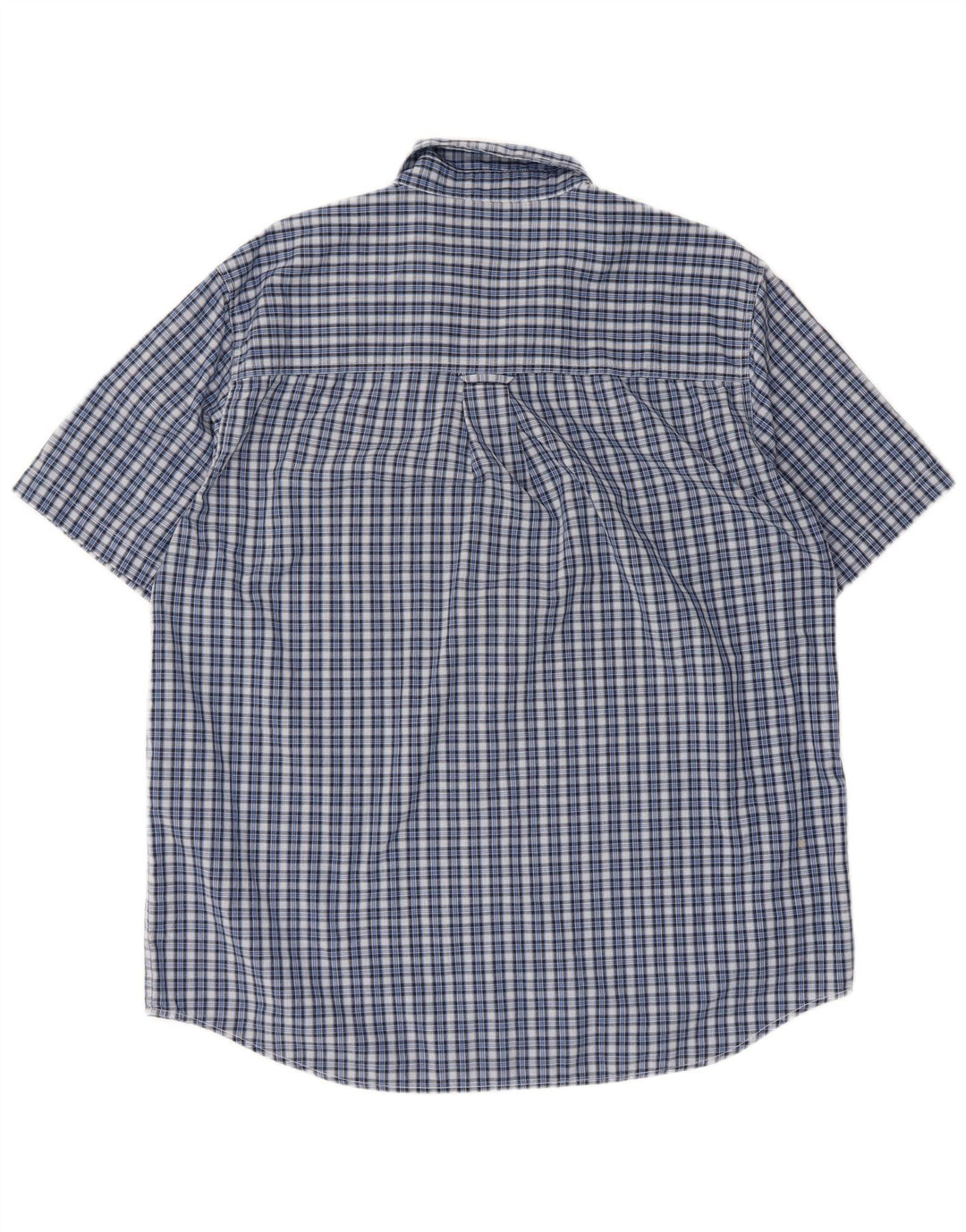 Chaps - Camicia a maniche corte da uomo, facile da pulire, in cotone a quadri blu grande