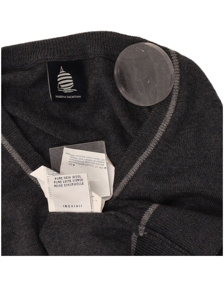 Maglione da uomo con scollo a V Marina Yachting grande lana grigia